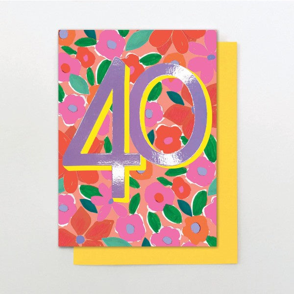 40 Floral Birthday Card - Paper Tiger