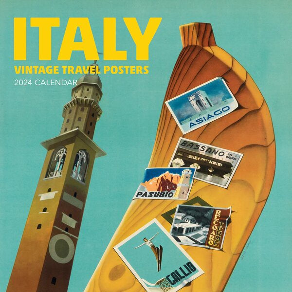 Italy Vintage Travel Posters 2024 Wall Calendar Paper Tiger