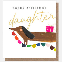 Happy Christmas Daughter Sausage Dog Card