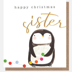 Happy Christmas Sister Penguin Card