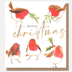 Christmas Tree And Merry Christmas Robins Charity Pack Of 8 Cards