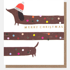 Happy Christmas Bunting And Sausage Dog Charity Pack Of 8 Cards