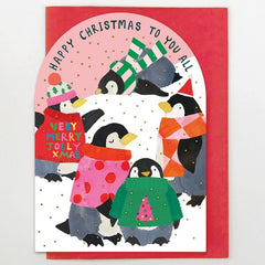 Happy Christmas To You All Penguins In Snow Card