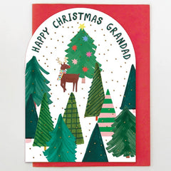 Happy Christmas Grandad Reindeer In Forest Card