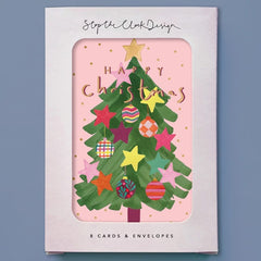 Happy Christmas Tree Card Pack Of 8 Cards