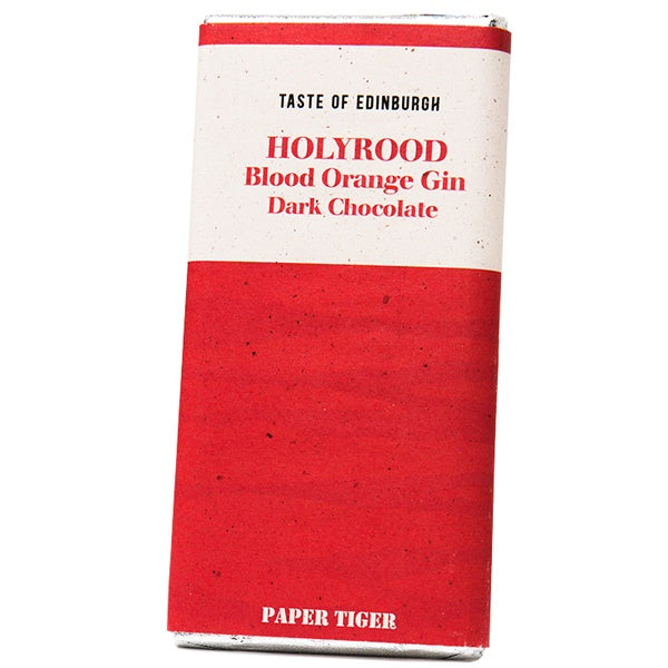 Holyrood Blood Orange Gin Dark Chocolate Bar by Paper Tiger