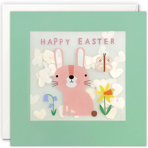 Easter Pink Bunny Paper Shakies Card