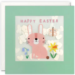 Easter Pink Bunny Paper Shakies Card