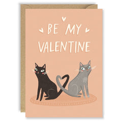 Cat Heart Tail Valentine Card