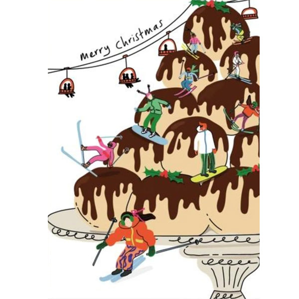 Skiing On Profiteroles Christmas Card