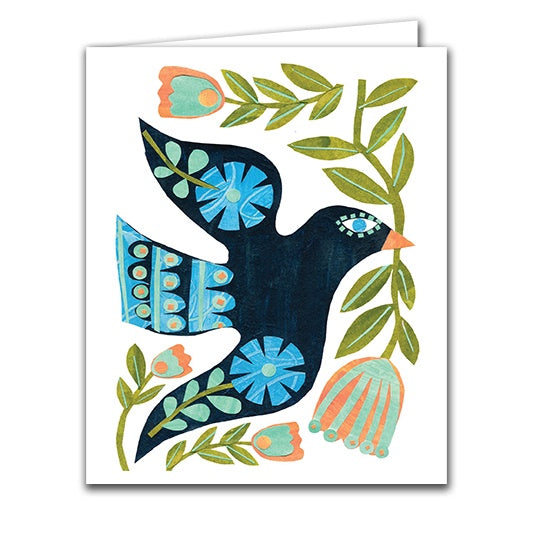 Folk Bird Blank Card