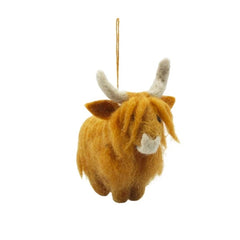 Handmade Hanging Felt Highland Cow Decoration