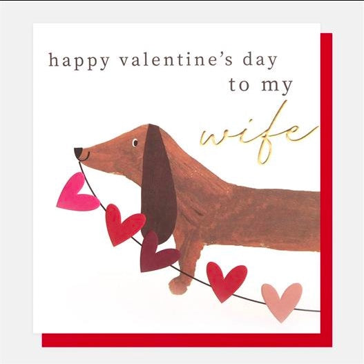 Happy Valentine's Day to My Wife Sausage Dog Card