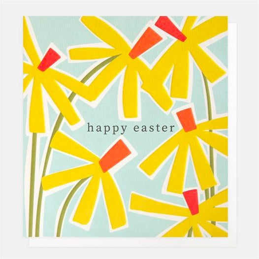 Happy Easter Blue Daffodils Card