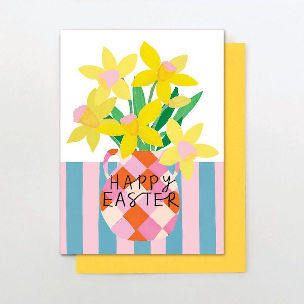 Happy Easter Vase of Daffodils Card