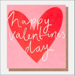 Happy Valentine's Day Red Heart on Pink Card