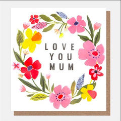 Love You Mum Floral Wreath Card