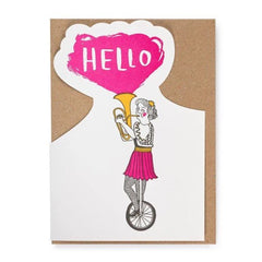 Hello French Horn  Cut Out Card