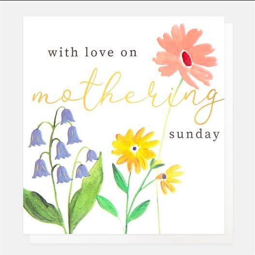 With Love on Mothering Sunday Painted Flowers Card