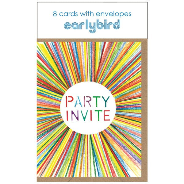 Rainbow Sun Pack of 8 Party Invitations