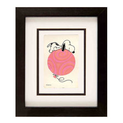 Snoopy on Balloon Framed Mounted Playing Card