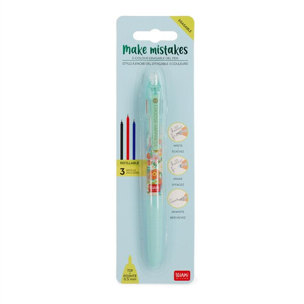 Make Mistakes Flowers 3 Colour Erasable Gel Pen