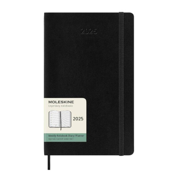 Moleskine 2025 12M Weekly Diary Large Black Softcover - Paper Tiger