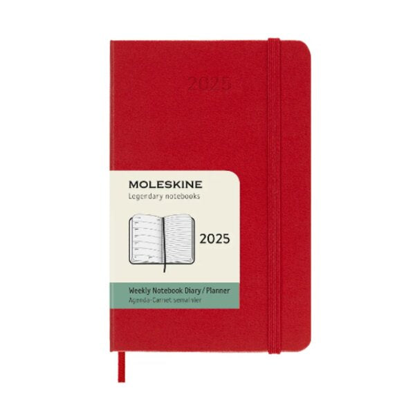 Moleskine 2025 12M Weekly Diary Pocket Scarlet Red Hardcover