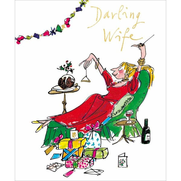 Quentin Blake Festive Wife Christmas Card