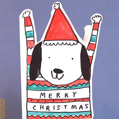 Cut Out Christmas Jumper Dog Card