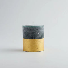 Winter Thyme Gold Half Dipped Pillar Candle