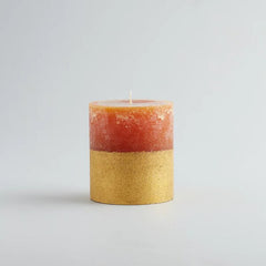 Orange & Cinnamon Gold Dipped Pillar Candle