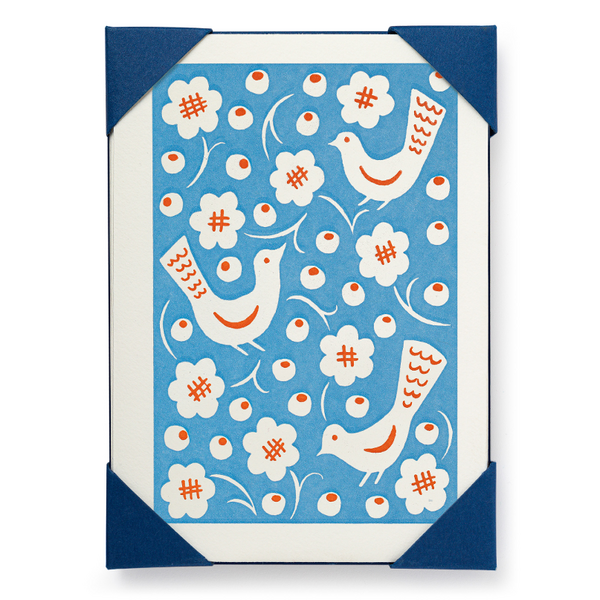 Blue Bird Pattern Pack Of 5 Cards