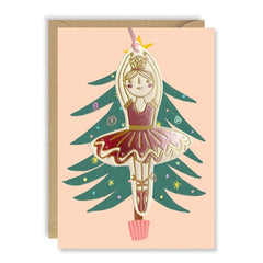 Christmas Tree Pink Ballerina Tree Ornament Card