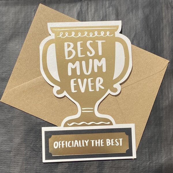 Best Mum Trophy Cut Out Card