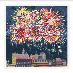 Hogmanay Fireworks Square Card