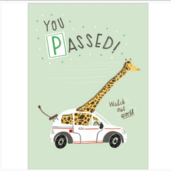 You Passed Driving Test Giraffe Card