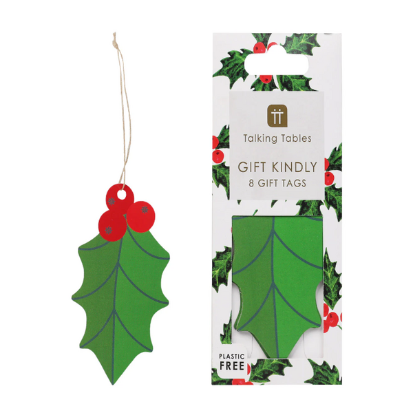 Botanical Holly Gift Tag Pack of 8.