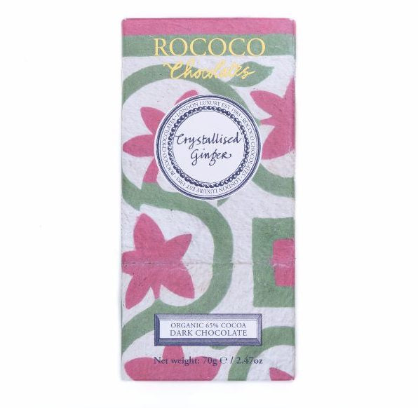 Rococo Organic Crystallised Ginger Dark Chocolate 65%