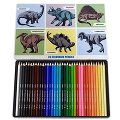 Prehistoric Land Dinosaur Set of 36 Colouring Pencils in a Tin