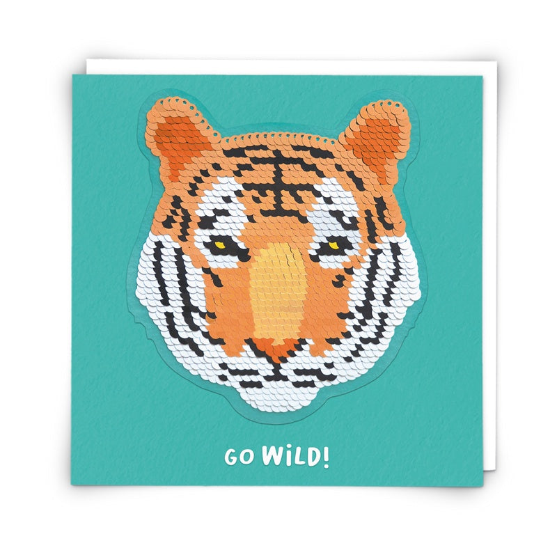 Go Wild Tiger Sequin Patch Card