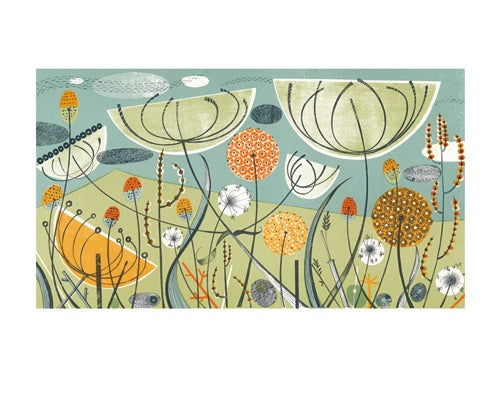 Alliums & Fennel Lithograph By Angie Lewin Card