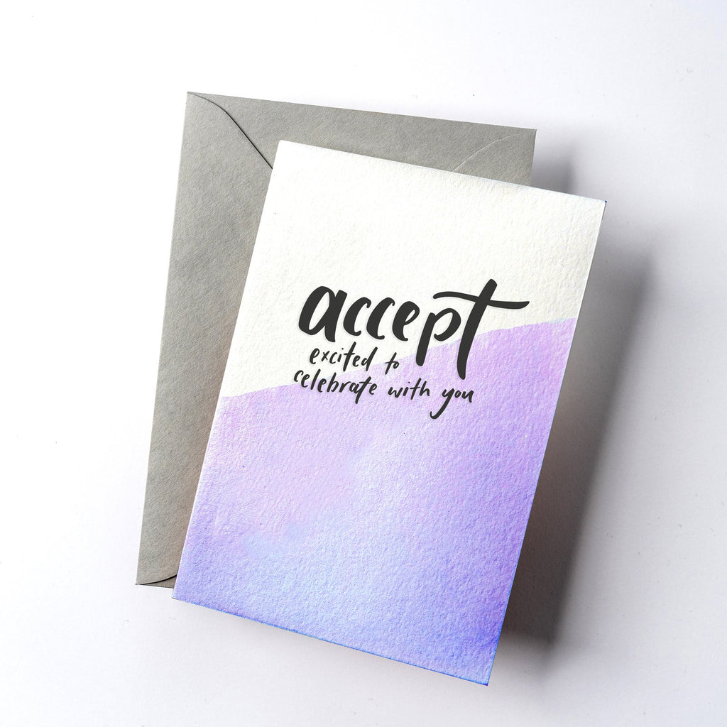 Accept RSVP Dip Dye Letterpress Card