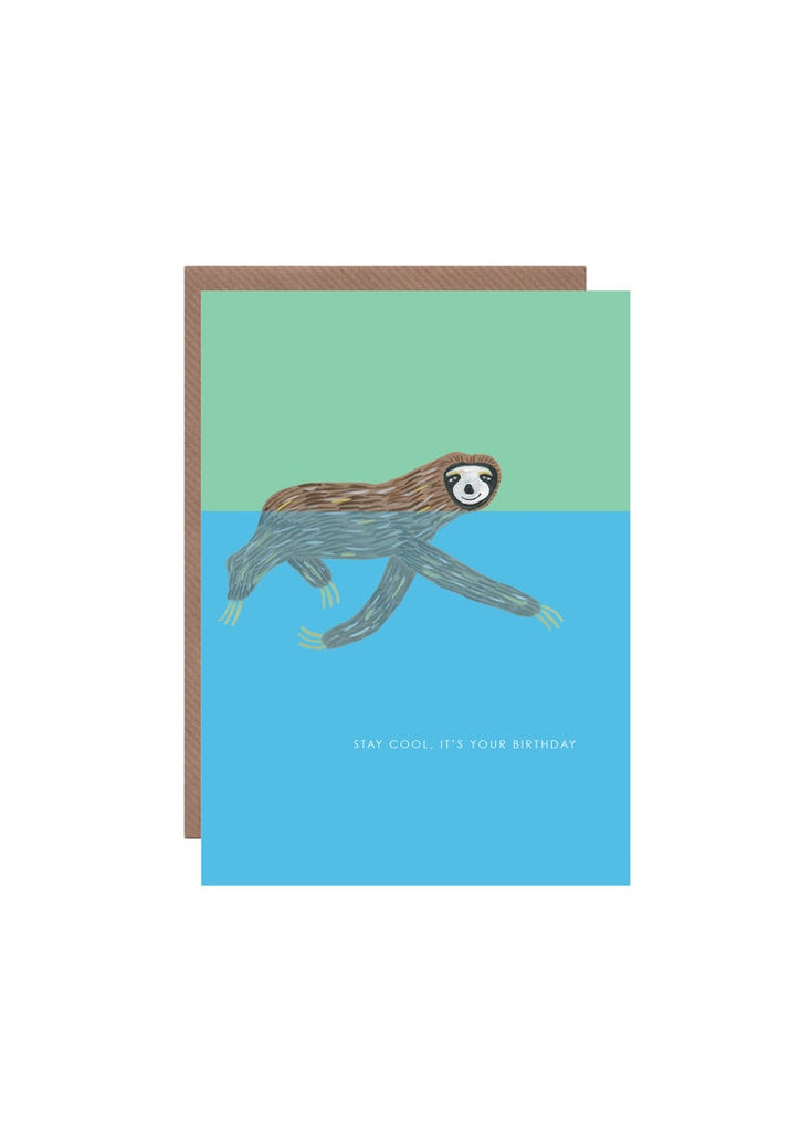 Stay Cool Swimming Sloth Birthday Card