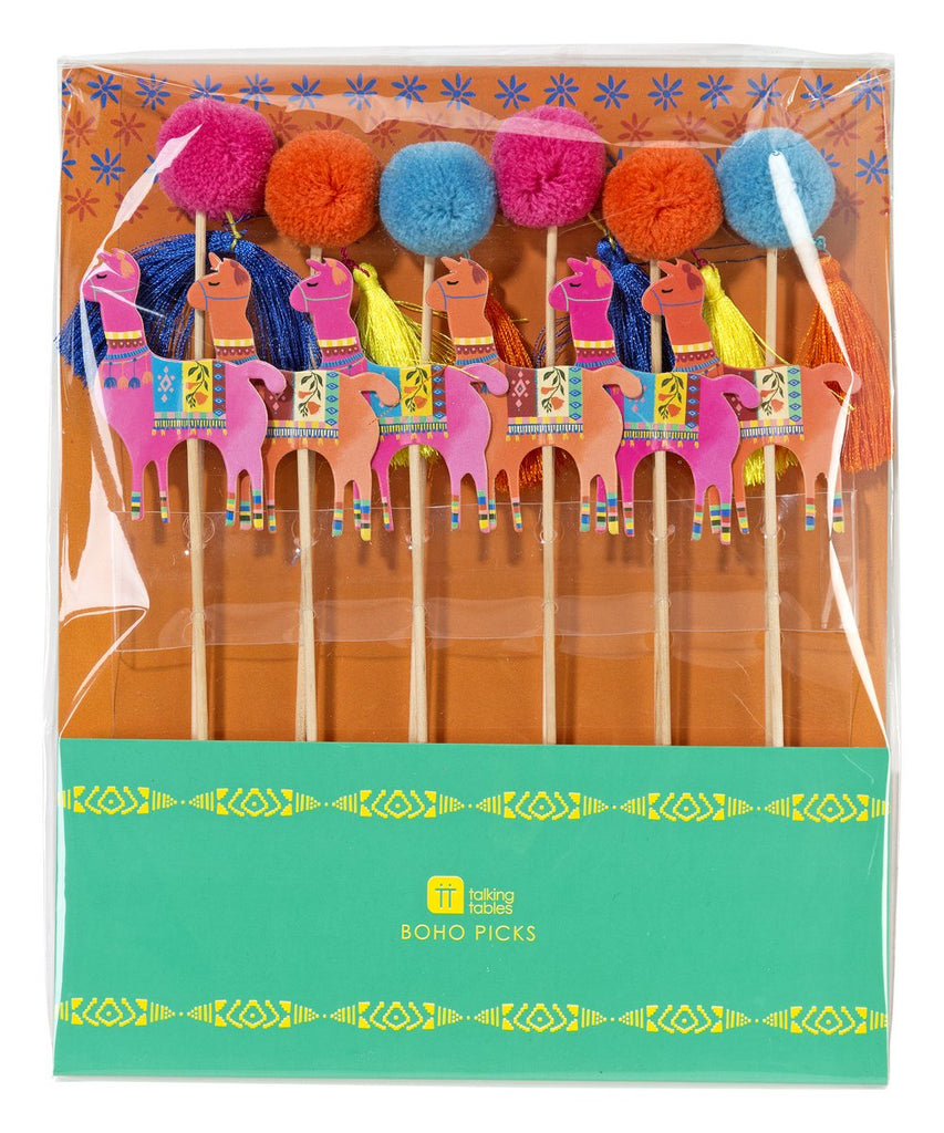 Llama And Pom Pom Drink Picks