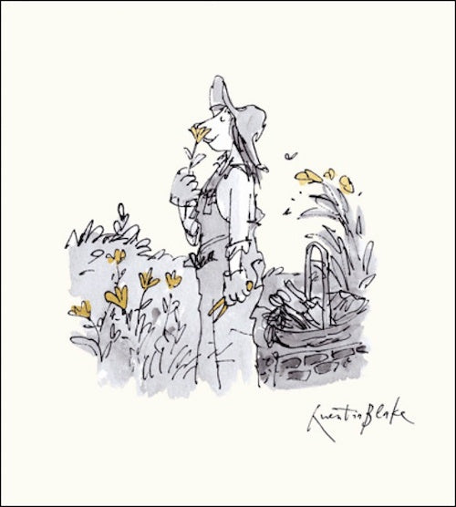 Smelling Flowers Quentin Blake Card