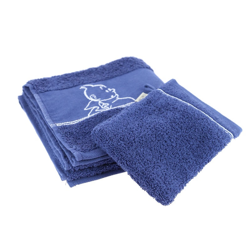 Indigo Tintin Small Towel and Facecloth