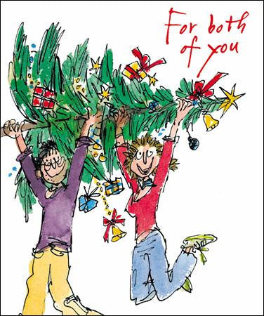 Both Of You Carrying Tree Christmas Card