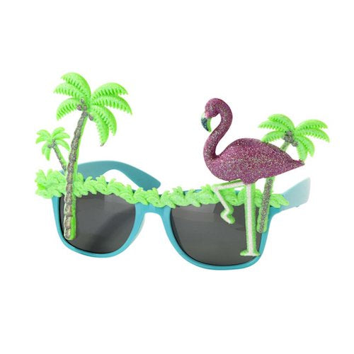 Tropical Paradise Palm Tree and Flamingo Sunglasses