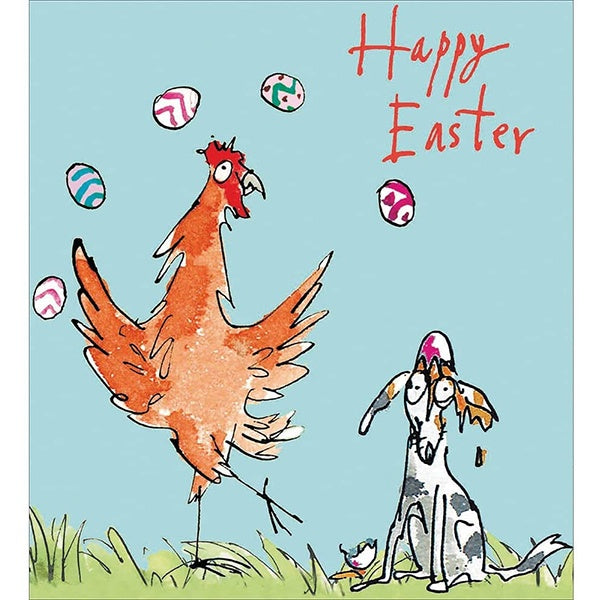 Quentin Blake Chicken And Dog Easter Card